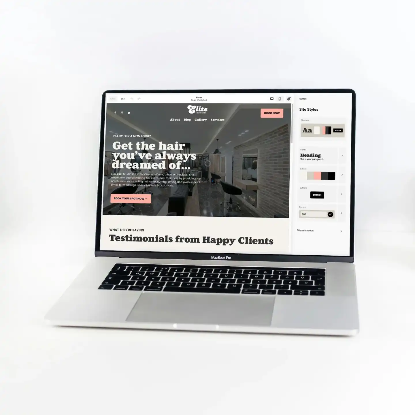 An open laptop showing a Lizzy Lane Designs website template for Squarespace. An open laptop showing a Lizzy Lane Designs website template for Squarespace.