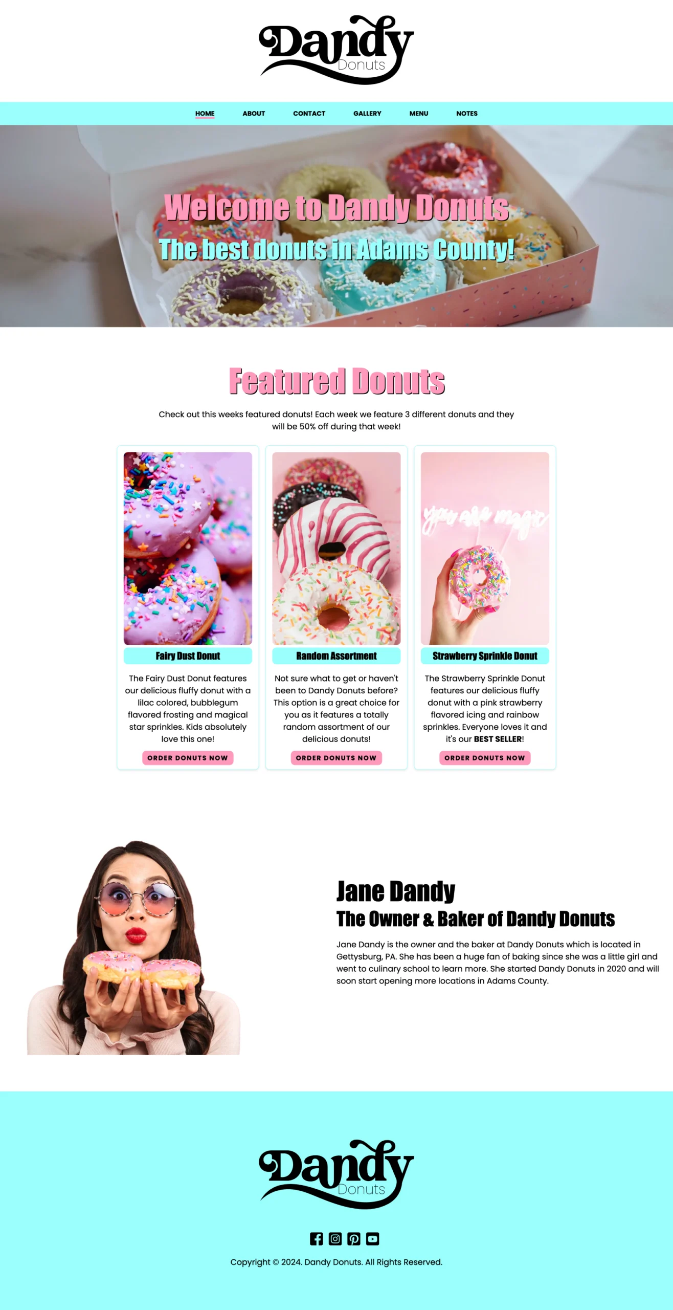 Portfolio pages dandy donuts home page