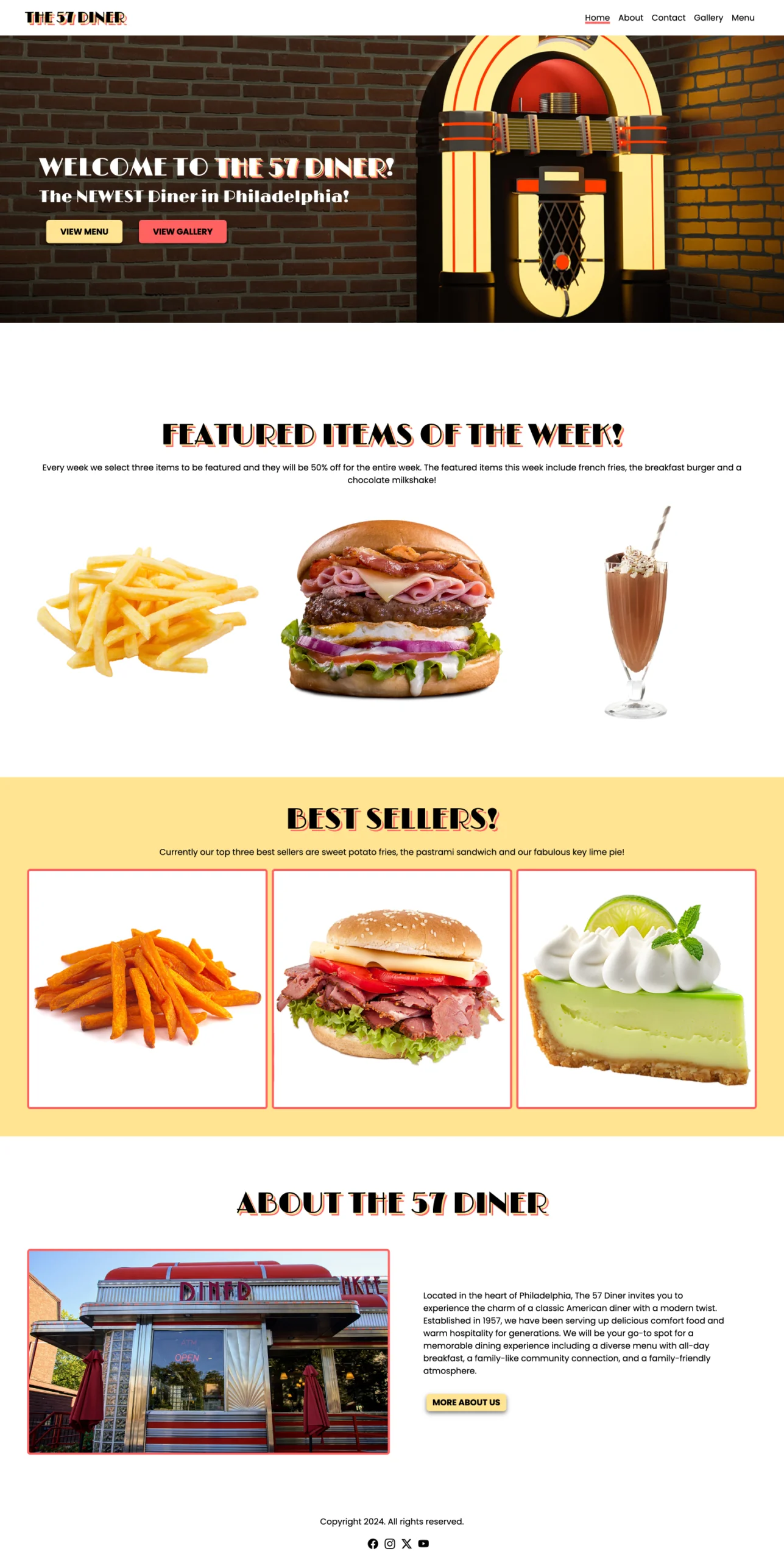 Portfolio pages the 57 diner home page